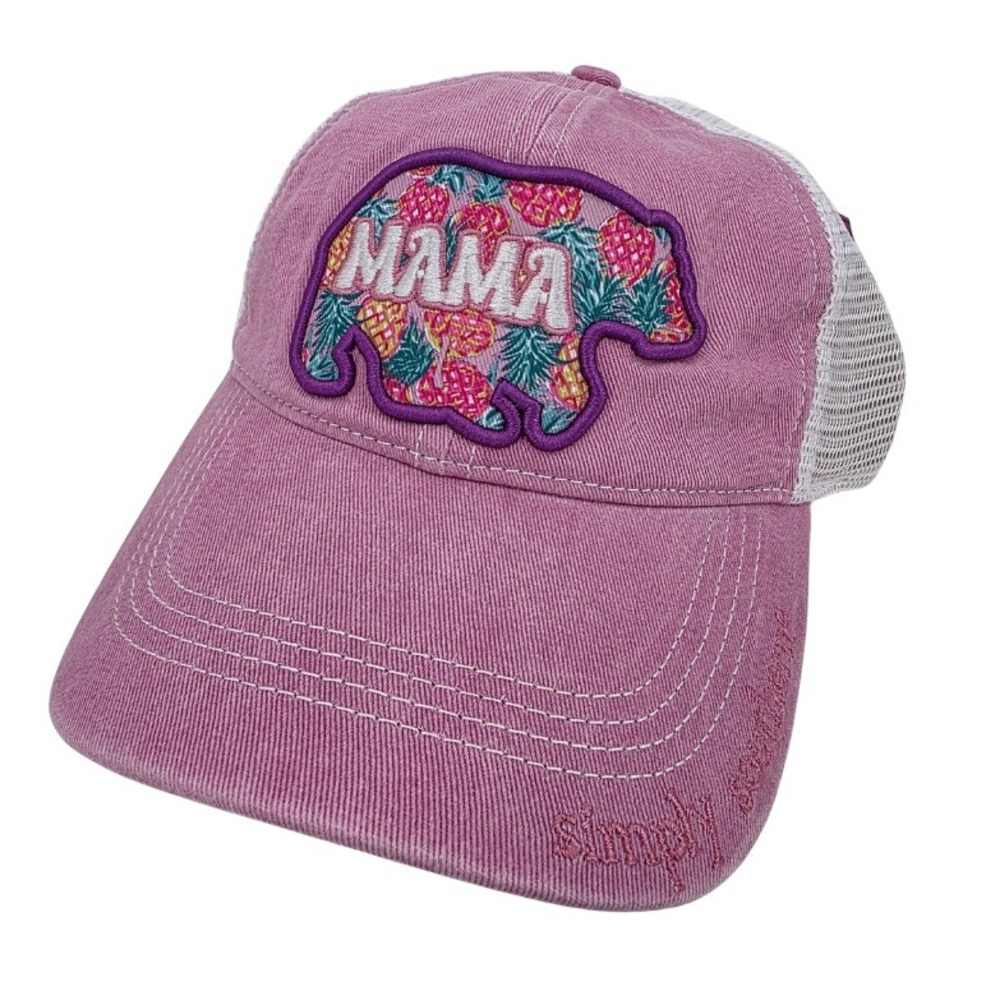 Simply Southern Mama Bear Pineapple Trucker‎ Hat Pink White Mesh Adjustable NWT